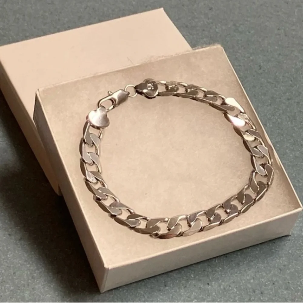Men's Silver 316L Solid Stainless Steel 8MM Cuban Curb Link Bracelet